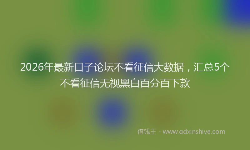 2026年最新口子论坛不看征信大数据，汇总5个不看征信无视黑白百分百下款