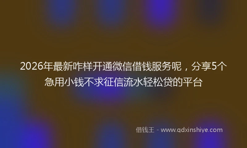 2026年最新咋样开通微信借钱服务呢，分享5个急用小钱不求征信流水轻松贷的平台