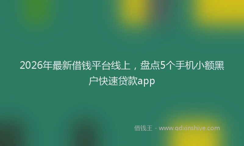 2026年最新借钱平台线上，盘点5个手机小额黑户快速贷款app