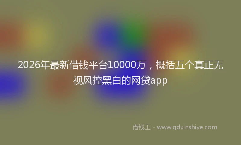 2026年最新借钱平台10000万，概括五个真正无视风控黑白的网贷app