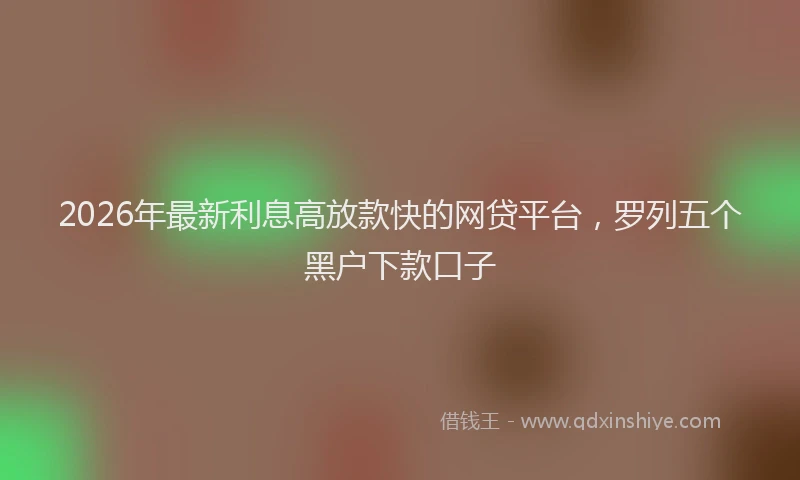 2026年最新利息高放款快的网贷平台，罗列五个黑户下款口子