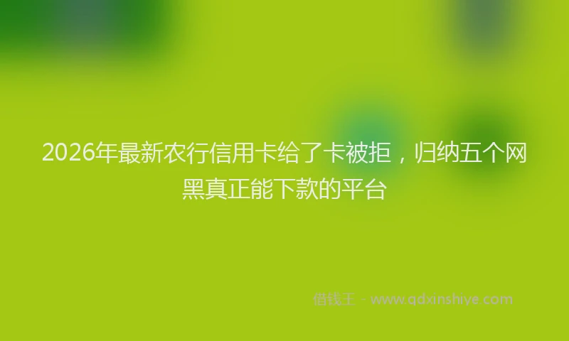 2026年最新农行信用卡给了卡被拒，归纳五个网黑真正能下款的平台