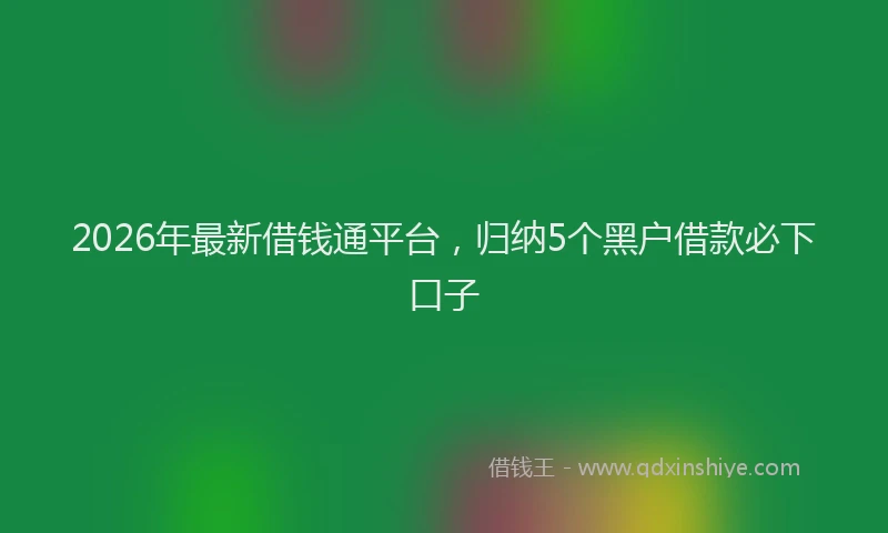 2026年最新借钱通平台,归纳5个黑户借款必下口子