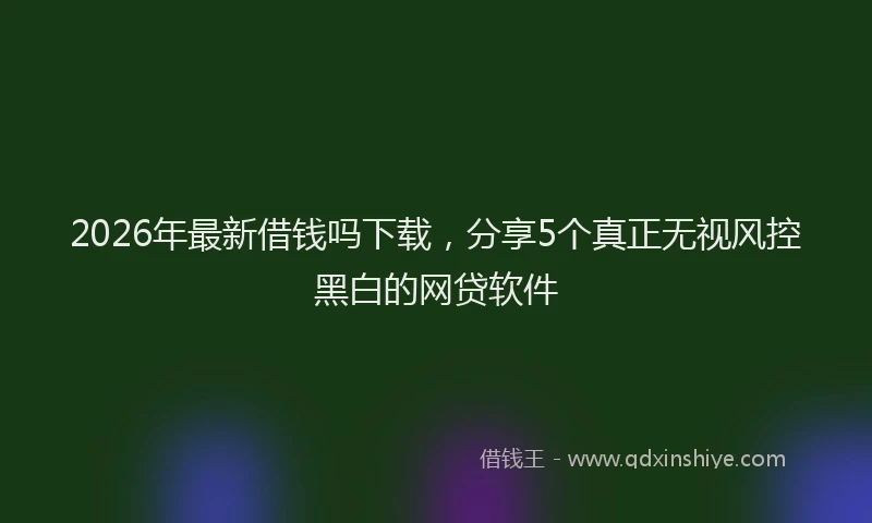 2026年最新借钱吗下载，分享5个真正无视风控黑白的网贷软件