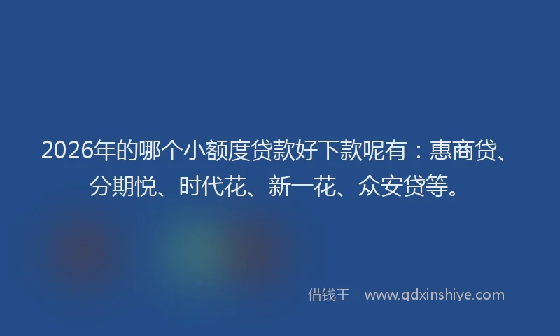 2026年的哪个小额度贷款好下款呢有:惠商贷、分期悦、时代花、新一花、众安贷等。