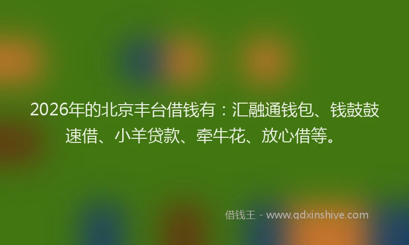 2026年的北京丰台借钱有：汇融通钱包、钱鼓鼓速借、小羊贷款、牵牛花、放心借等。