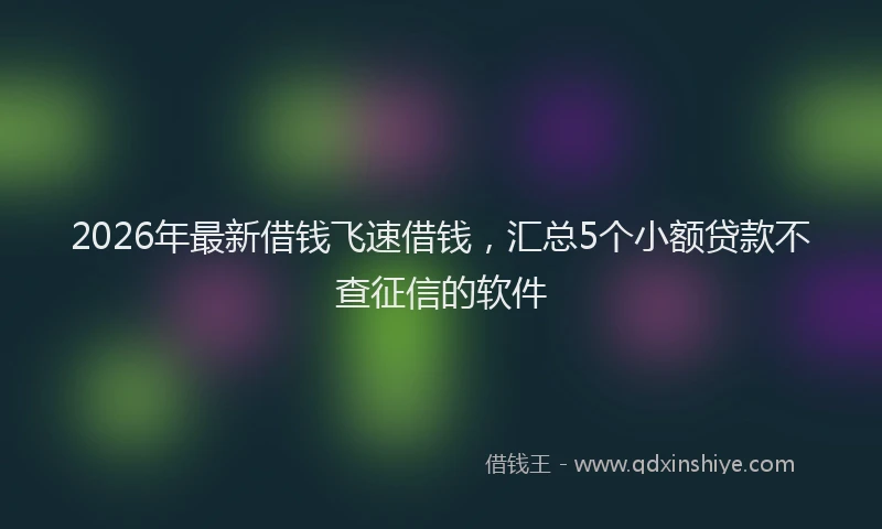 2026年最新借钱飞速借钱，汇总5个小额贷款不查征信的软件