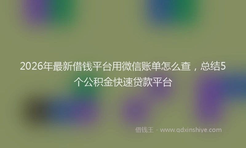 2026年最新借钱平台用微信账单怎么查，总结5个公积金快速贷款平台