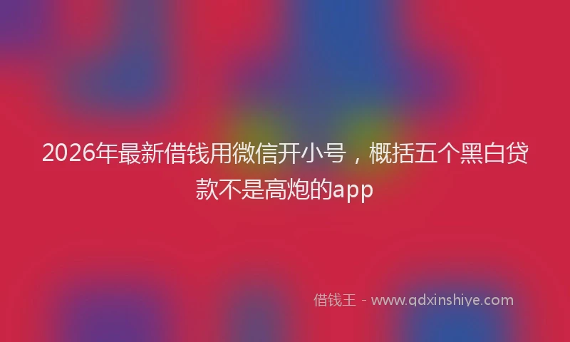 2026年最新借钱用微信开小号，概括五个黑白贷款不是高炮的app