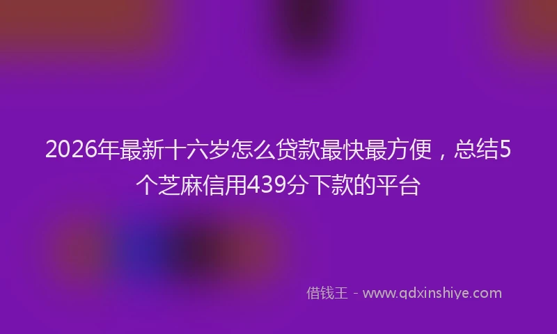 2026年最新十六岁怎么贷款最快最方便,总结5个芝麻信用439分下款的平台
