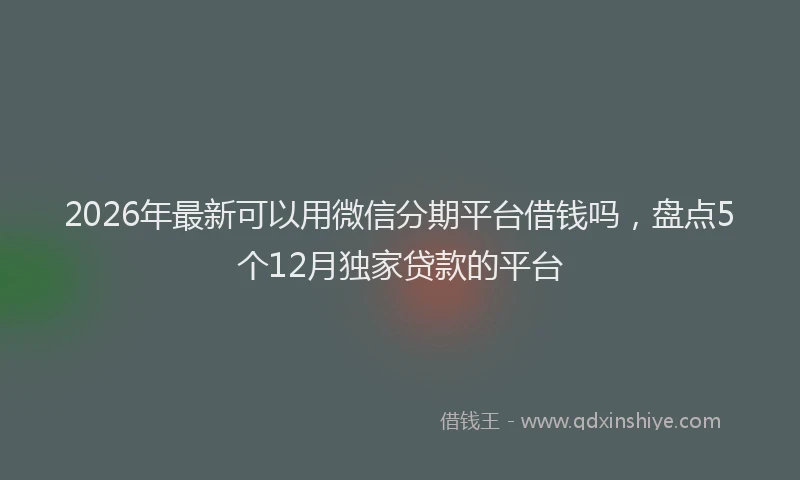 2026年最新可以用微信分期平台借钱吗，盘点5个12月独家贷款的平台