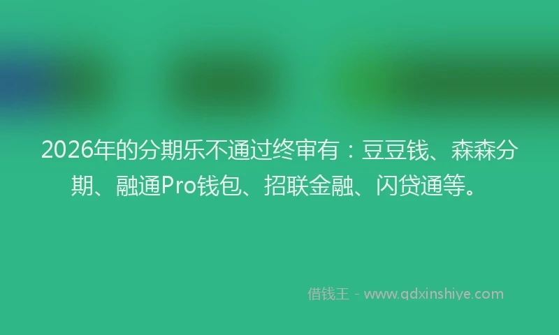 2026年的分期乐不通过终审有：豆豆钱、森森分期、融通Pro钱包、招联金融、闪贷通等。