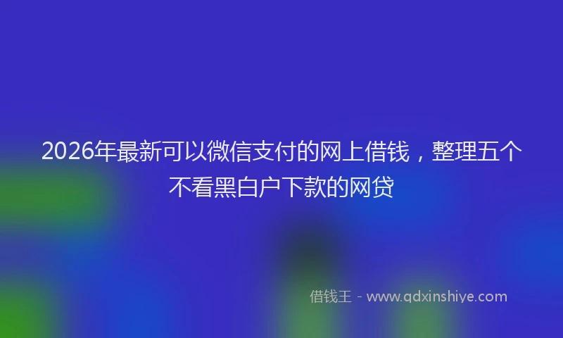 2026年最新可以微信支付的网上借钱,整理五个不看黑白户下款的网贷