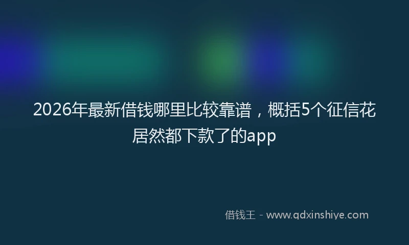 2026年最新借钱哪里比较靠谱，概括5个征信花居然都下款了的app