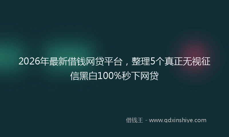 2026年最新借钱网贷平台，整理5个真正无视征信黑白100%秒下网贷