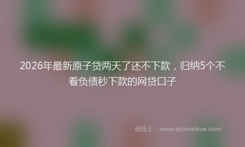 2026年最新原子贷两天了还不下款，归纳5个不看负债秒下款的网贷口子