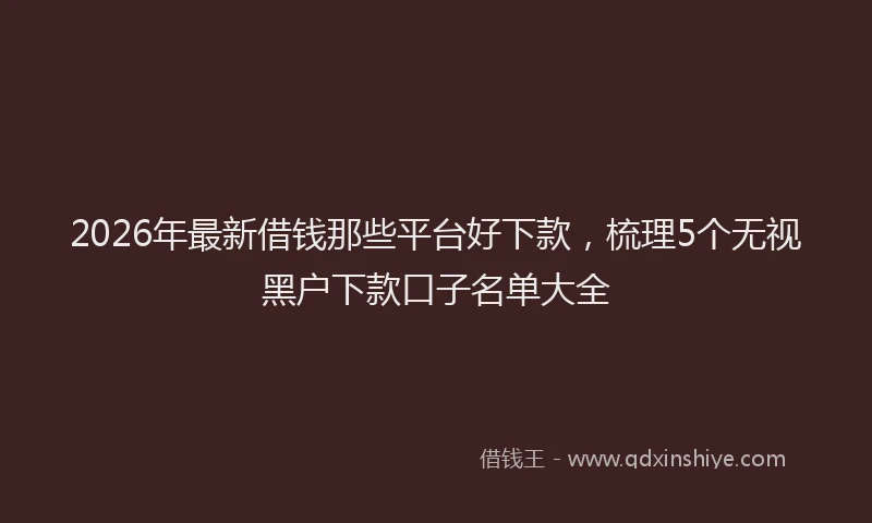 2026年最新借钱那些平台好下款，梳理5个无视黑户下款口子名单大全
