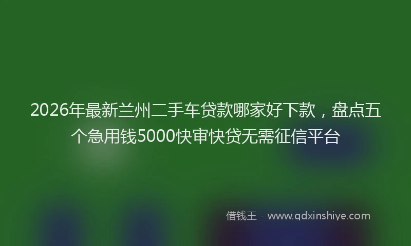 2026年最新兰州二手车贷款哪家好下款，盘点五个急用钱5000快审快贷无需征信平台