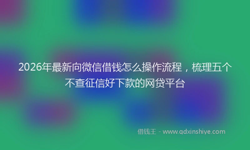 2026年最新向微信借钱怎么操作流程，梳理五个不查征信好下款的网贷平台