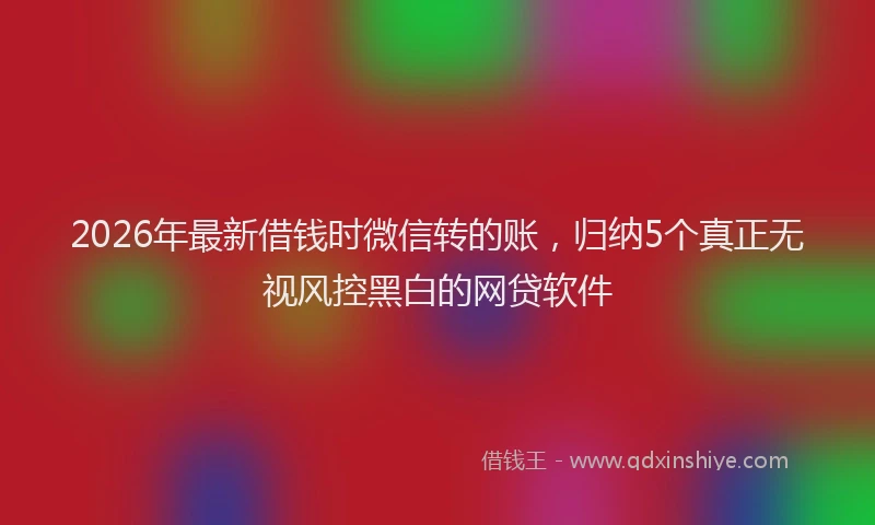 2026年最新借钱时微信转的账，归纳5个真正无视风控黑白的网贷软件