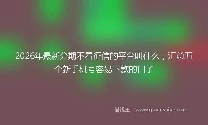 2026年最新分期不看征信的平台叫什么,汇总五个新手机号容易下款的口子
