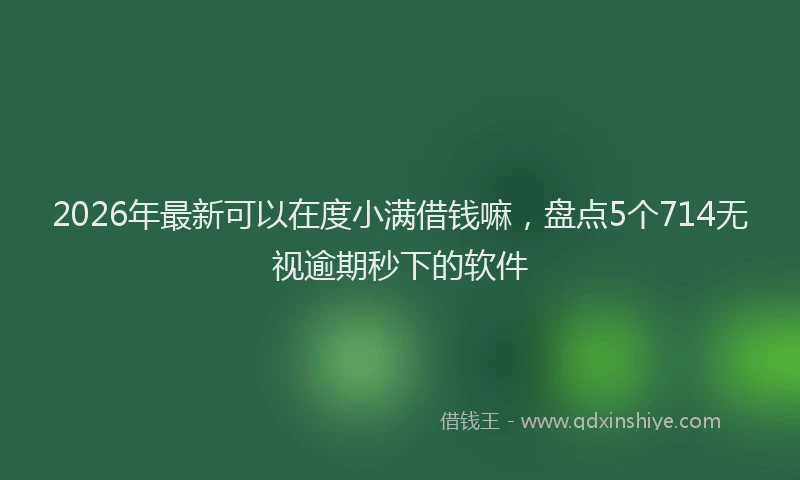 2026年最新可以在度小满借钱嘛，盘点5个714无视逾期秒下的软件