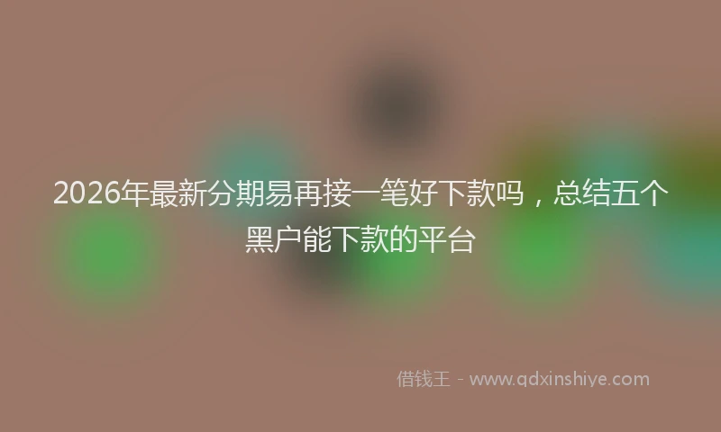 2026年最新分期易再接一笔好下款吗,总结五个黑户能下款的平台