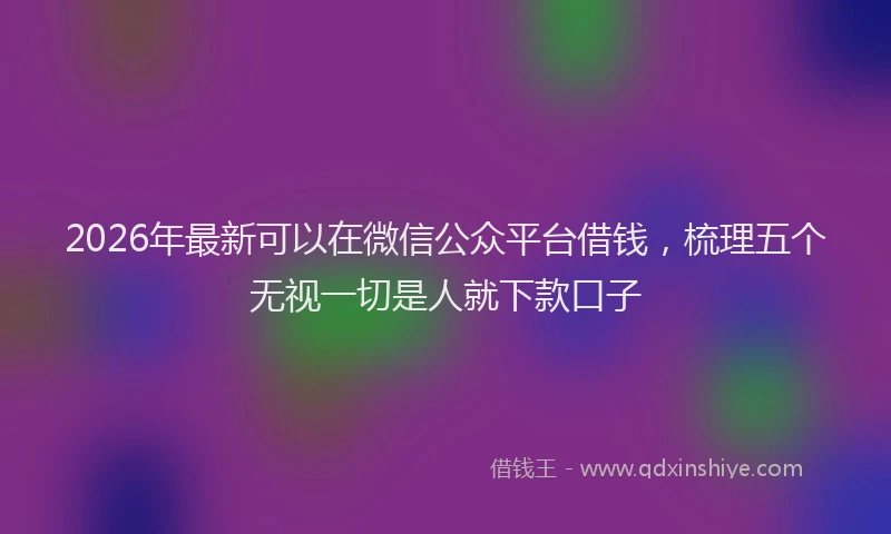 2026年最新可以在微信公众平台借钱，梳理五个无视一切是人就下款口子