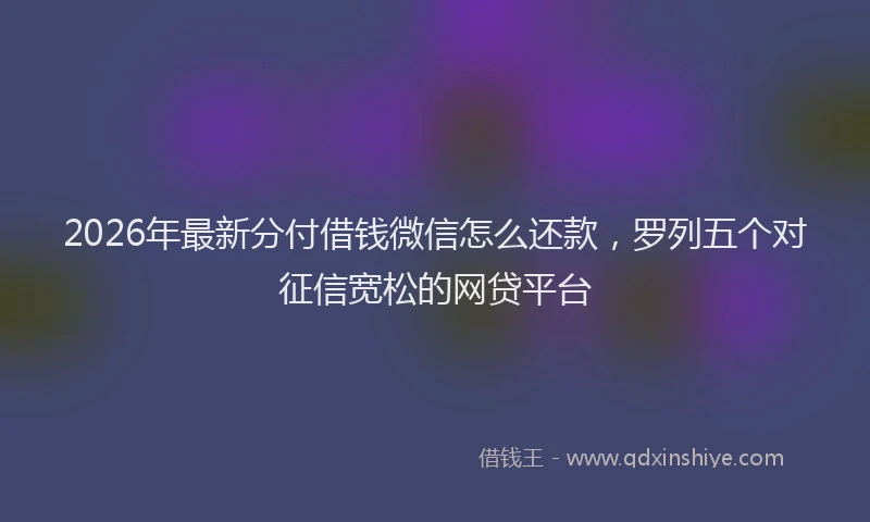 2026年最新分付借钱微信怎么还款，罗列五个对征信宽松的网贷平台