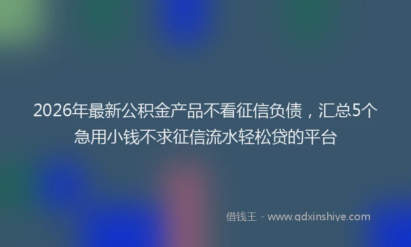 2026年最新公积金产品不看征信负债，汇总5个急用小钱不求征信流水轻松贷的平台