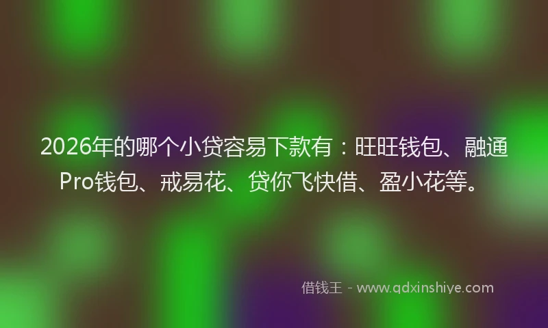 2026年的哪个小贷容易下款有：旺旺钱包、融通Pro钱包、戒易花、贷你飞快借、盈小花等。
