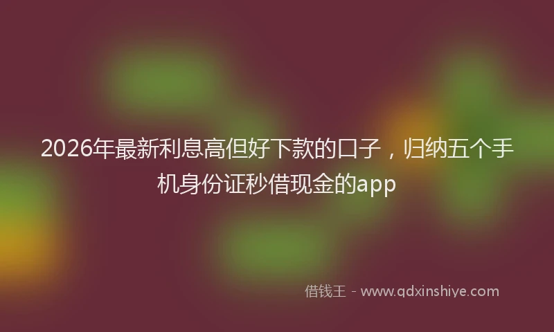 2026年最新利息高但好下款的口子,归纳五个手机身份证秒借现金的app