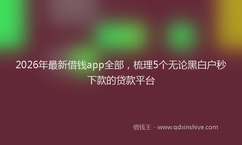 2026年最新借钱app全部，梳理5个无论黑白户秒下款的贷款平台