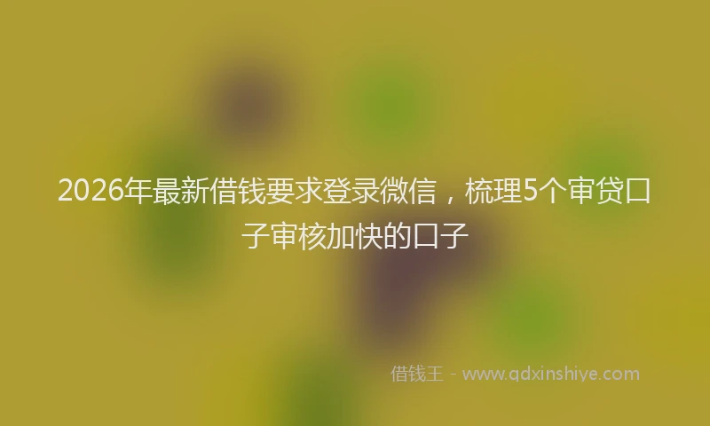 2026年最新借钱要求登录微信，梳理5个审贷口子审核加快的口子