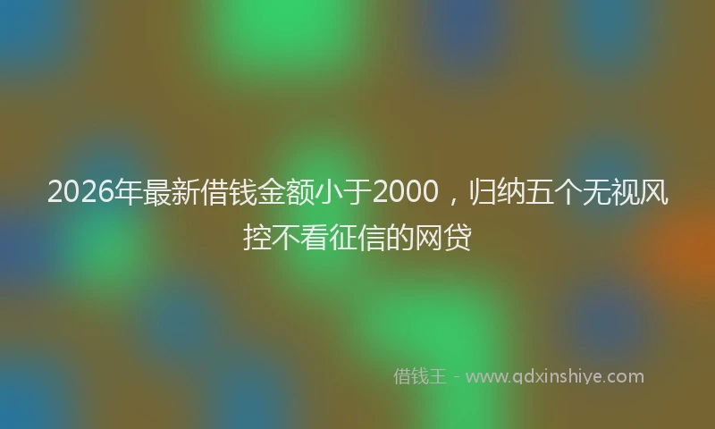 2026年最新借钱金额小于2000,归纳五个无视风控不看征信的网贷
