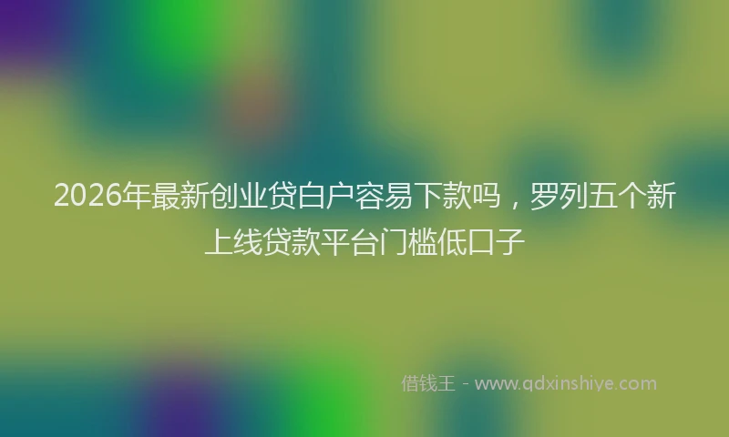 2026年最新创业贷白户容易下款吗，罗列五个新上线贷款平台门槛低口子