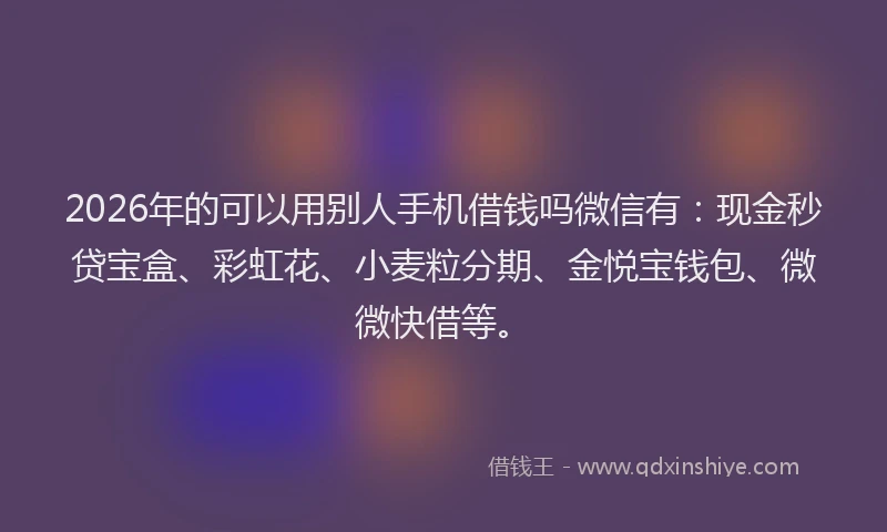 2026年的可以用别人手机借钱吗微信有：现金秒贷宝盒、彩虹花、小麦粒分期、金悦宝钱包、微微快借等。