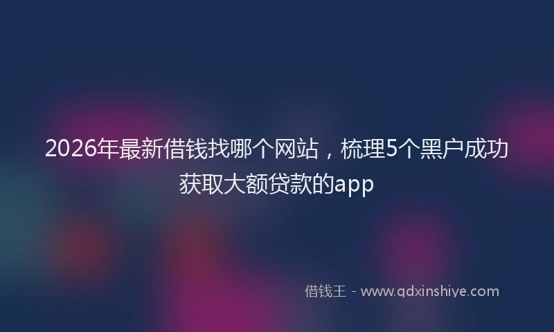 2026年最新借钱找哪个网站，梳理5个黑户成功获取大额贷款的app