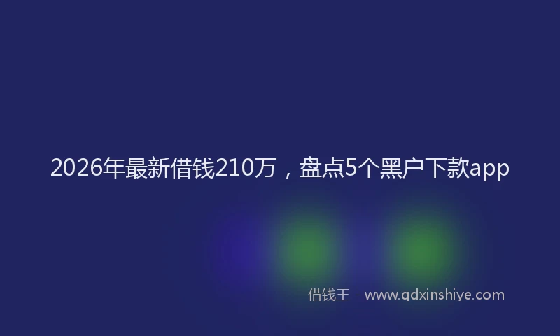 2026年最新借钱210万，盘点5个黑户下款app