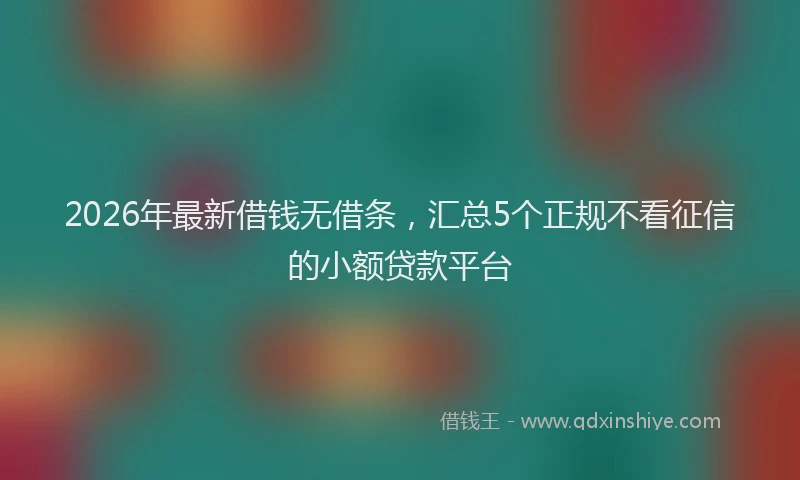 2026年最新借钱无借条，汇总5个正规不看征信的小额贷款平台