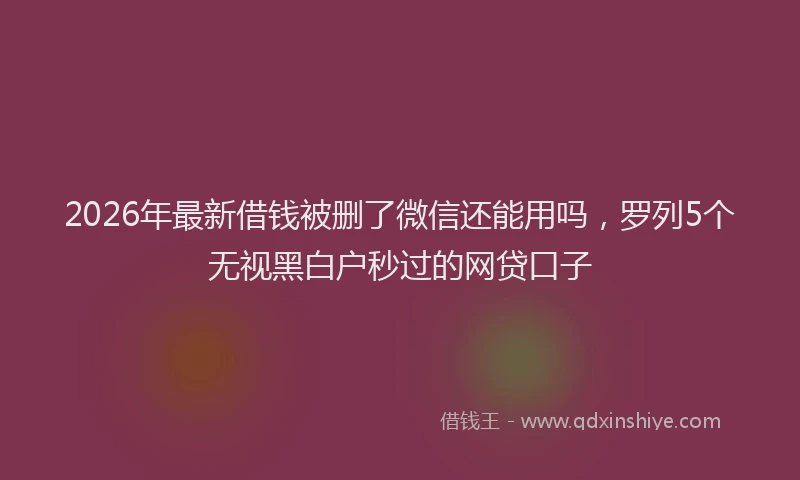 2026年最新借钱被删了微信还能用吗，罗列5个无视黑白户秒过的网贷口子