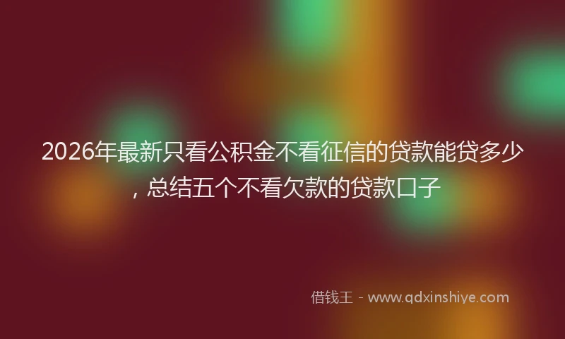 2026年最新只看公积金不看征信的贷款能贷多少，总结五个不看欠款的贷款口子