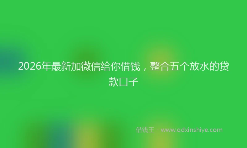2026年最新加微信给你借钱，整合五个放水的贷款口子