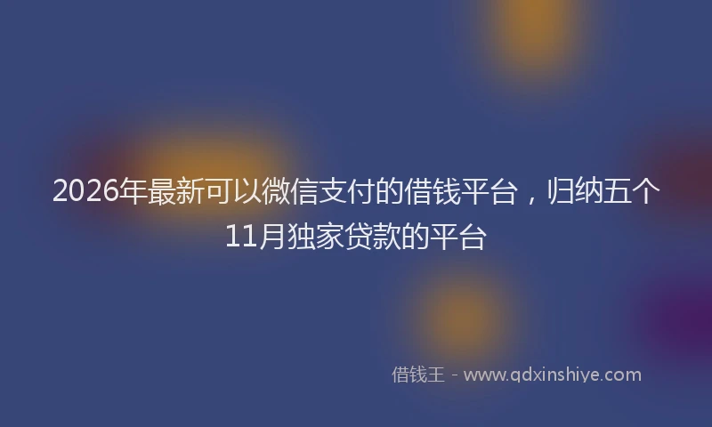 2026年最新可以微信支付的借钱平台，归纳五个11月独家贷款的平台
