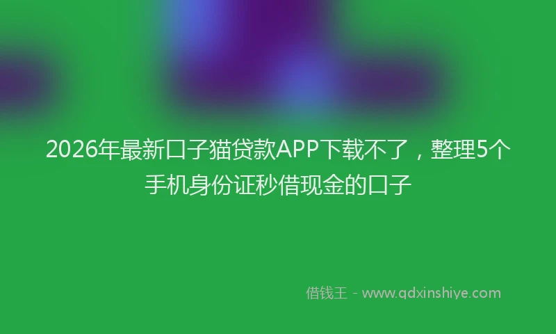 2026年最新口子猫贷款APP下载不了，整理5个手机身份证秒借现金的口子