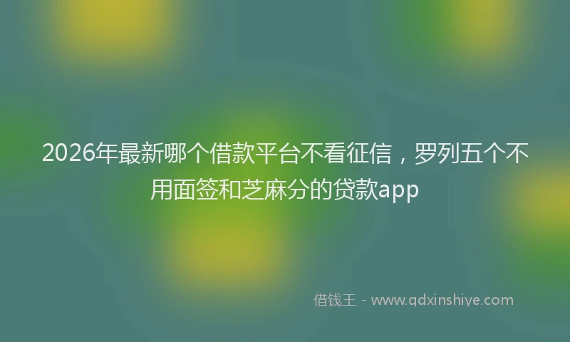 2026年最新哪个借款平台不看征信，罗列五个不用面签和芝麻分的贷款app