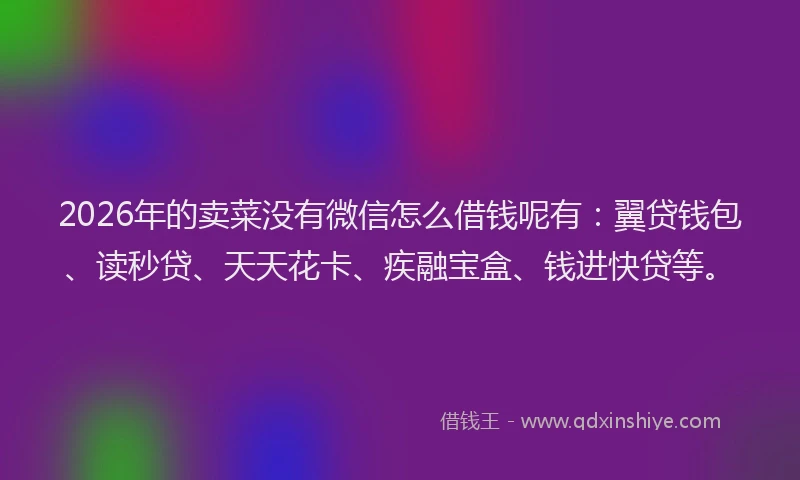2026年的卖菜没有微信怎么借钱呢有：翼贷钱包、读秒贷、天天花卡、疾融宝盒、钱进快贷等。
