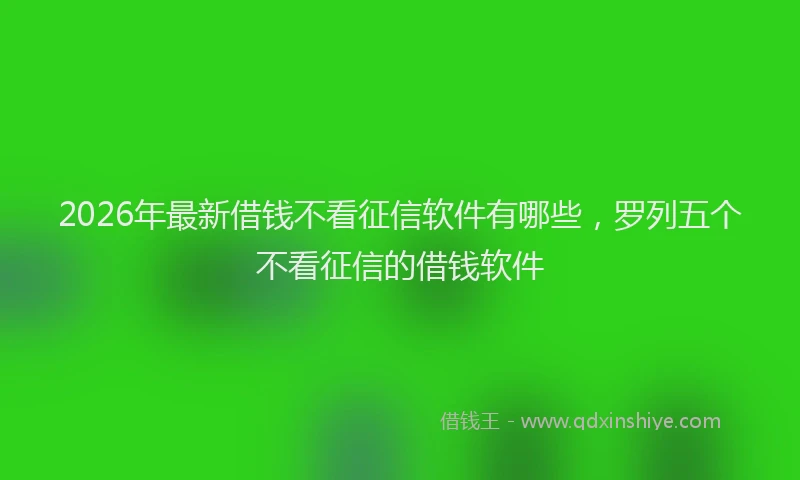 2026年最新借钱不看征信软件有哪些，罗列五个不看征信的借钱软件