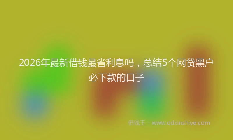 2026年最新借钱最省利息吗，总结5个网贷黑户必下款的口子
