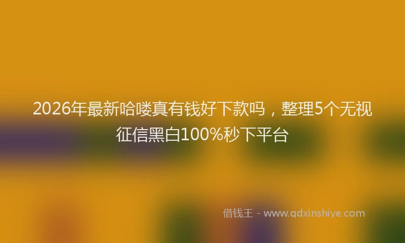 2026年最新哈喽真有钱好下款吗，整理5个无视征信黑白100%秒下平台
